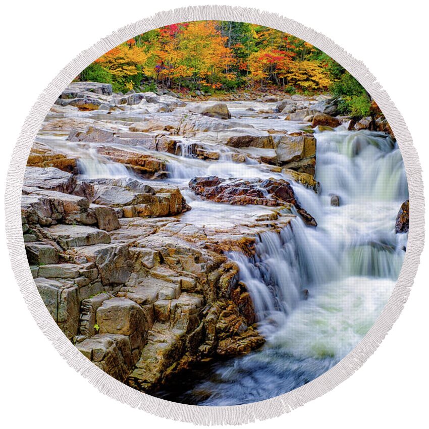 Albany Round Beach Towel featuring the photograph Autumn Color at Rocky Gorge by Jeff Sinon