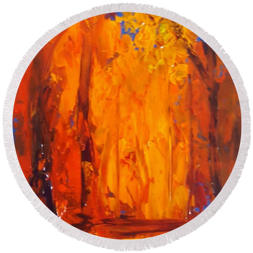Impressionist Painting Round Beach Towel featuring the painting Autumn by Fred Wilson
