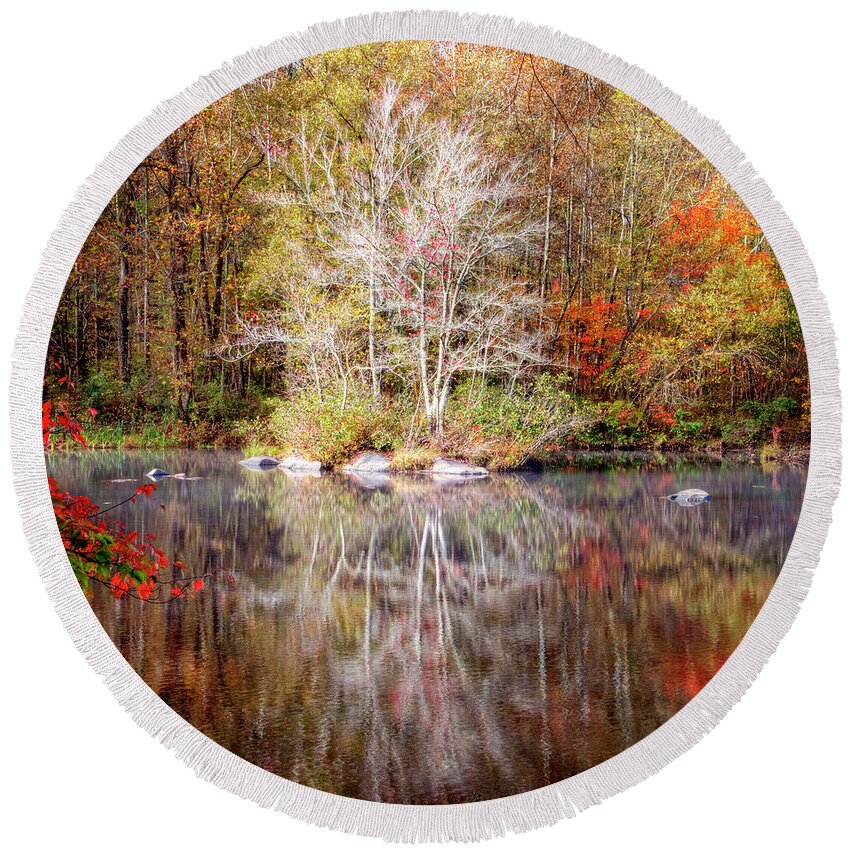 Carolina Round Beach Towel featuring the photograph Autumn's Peak in Square by Debra and Dave Vanderlaan