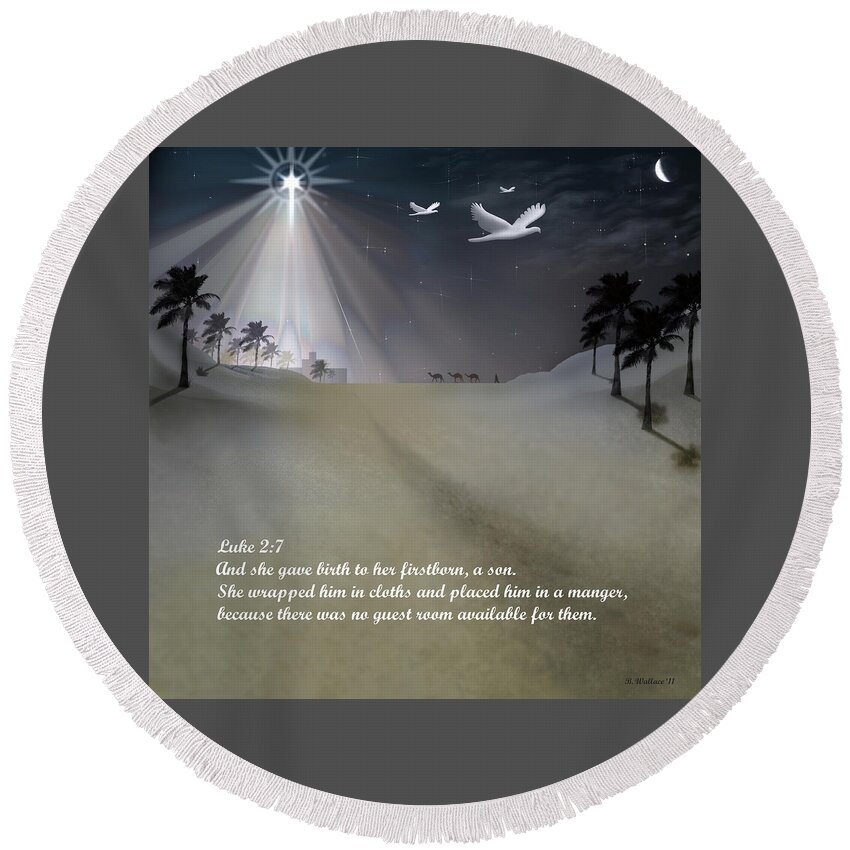 2d Round Beach Towel featuring the digital art Away In A Manger by Brian Wallace