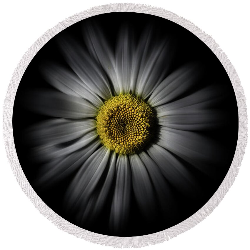 Abstract Round Beach Towel featuring the photograph Backyard Flowers 52 Color Flow Version by Brian Carson