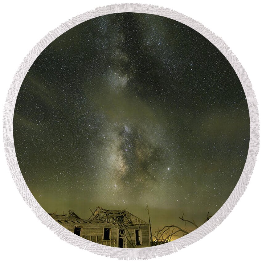 Milky Way Round Beach Towel featuring the photograph Backyard Memories 3 by James Clinich