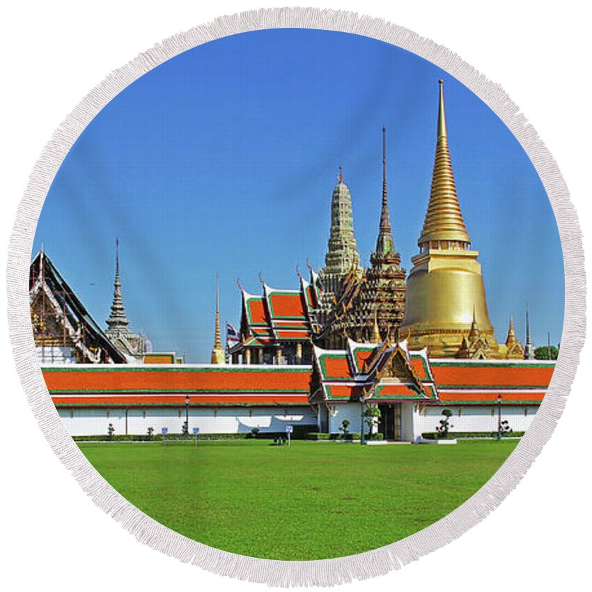 Bangkok Round Beach Towel featuring the photograph Bangkok, Thailand - Wat Phra Kaew - Temple of the Emerald Buddha by Richard Krebs