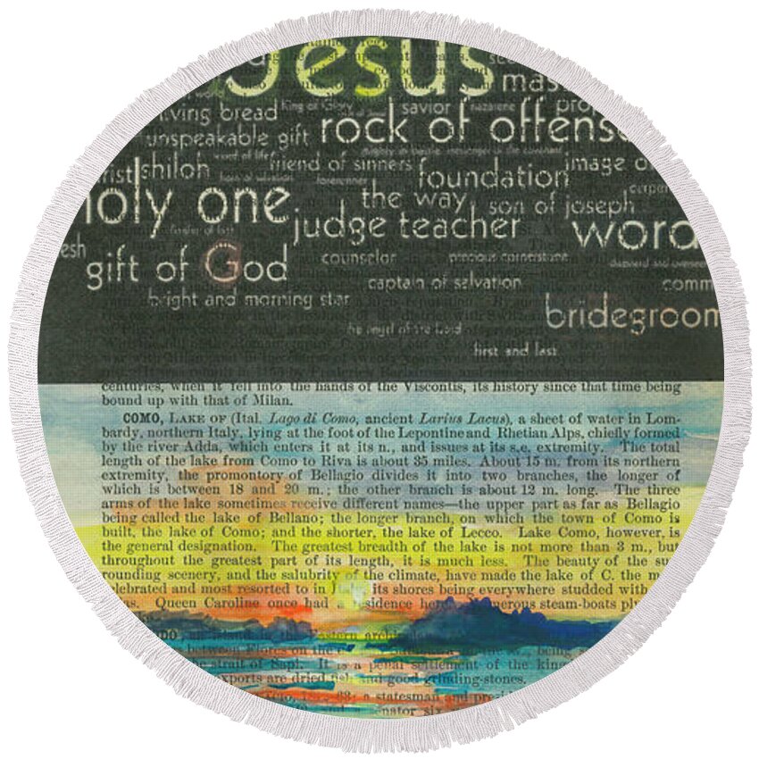 Antique Pages Round Beach Towel featuring the painting Be Still And Know I am God by Maria Hunt