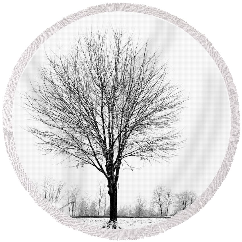 Tree Round Beach Towel featuring the photograph Be still by Natalia Baquero