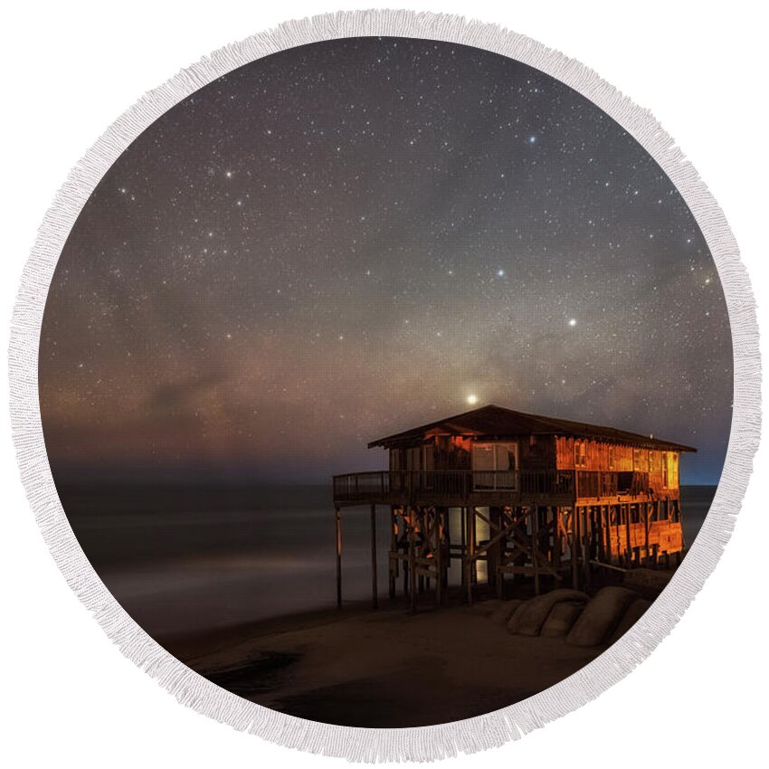 Milky Way Round Beach Towel featuring the photograph Beach Abandoned by Russell Pugh