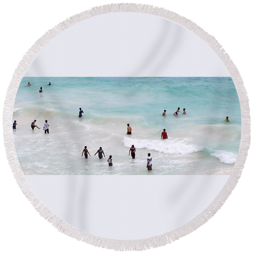 Beach Round Beach Towel featuring the photograph Beach People by FD Graham