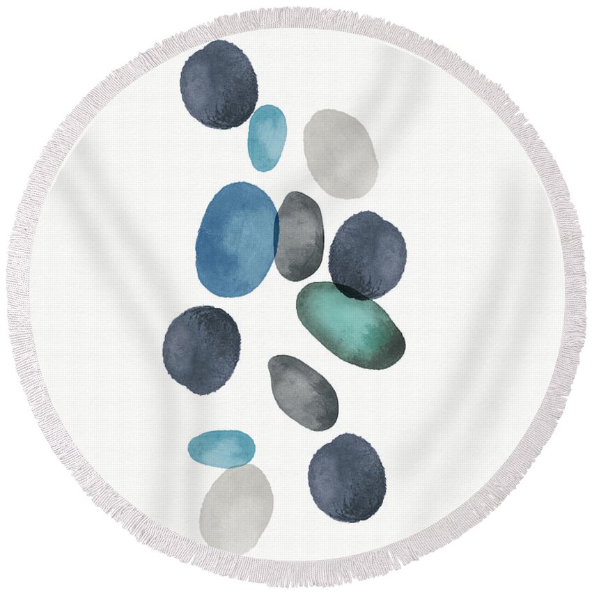 Modern Round Beach Towel featuring the painting Beach Stones 2- Art by Linda Woods by Linda Woods