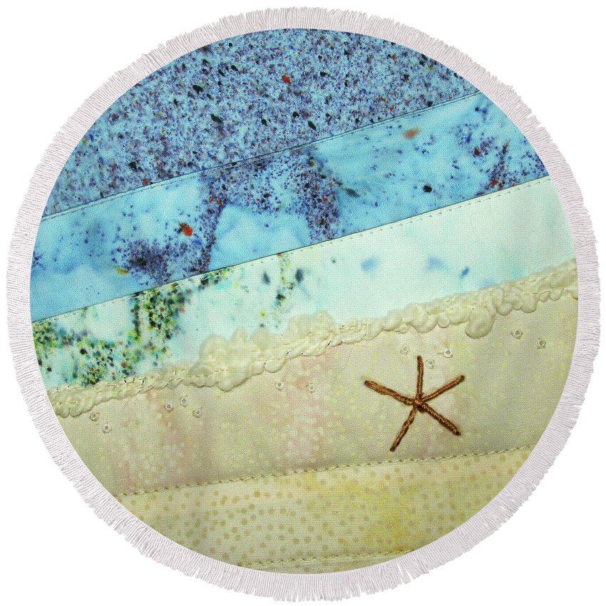 Beach Round Beach Towel featuring the tapestry - textile Beach Time by Pam Geisel