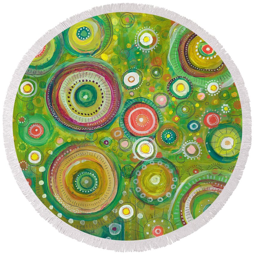 Beautiful Chaos Round Beach Towel featuring the painting Beautiful Chaos by Tanielle Childers