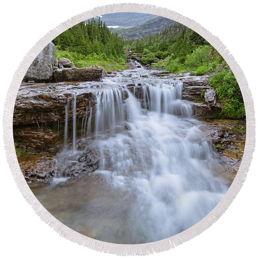 Glacier National Park Round Beach Towel featuring the photograph Beauty of Lunch Creek by Jack Bell