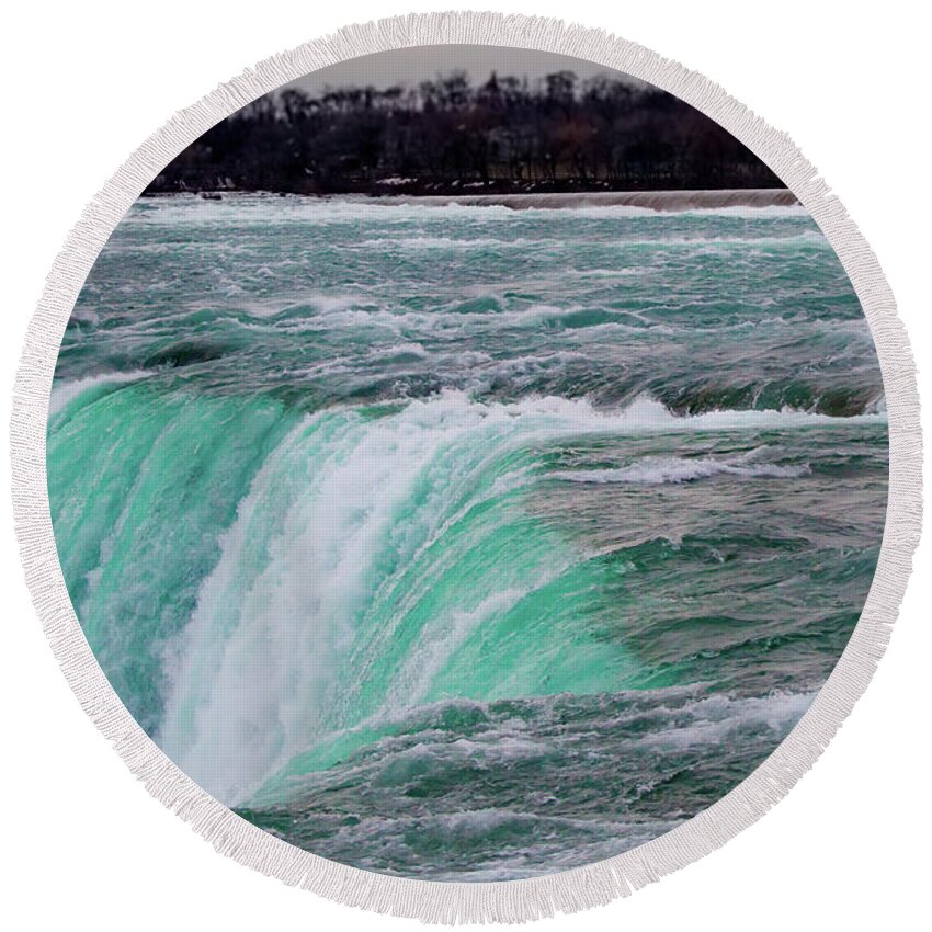 Niagara Falls Round Beach Towel featuring the photograph Before the Falls by Lora J Wilson