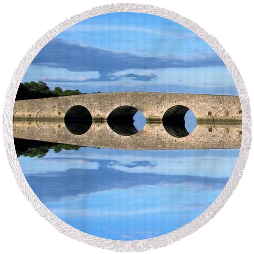 Belvelly Castle Round Beach Towel featuring the photograph Belvelly Castle Reflection by Joan Stratton