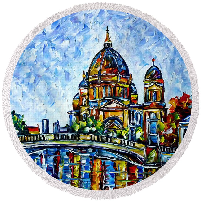 Church Painting Round Beach Towel featuring the painting Berlin Cathedral by Mirek Kuzniar