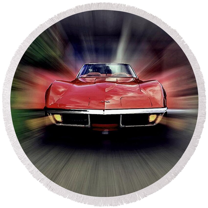 Corvette Round Beach Towel featuring the photograph Big Red by David Manlove