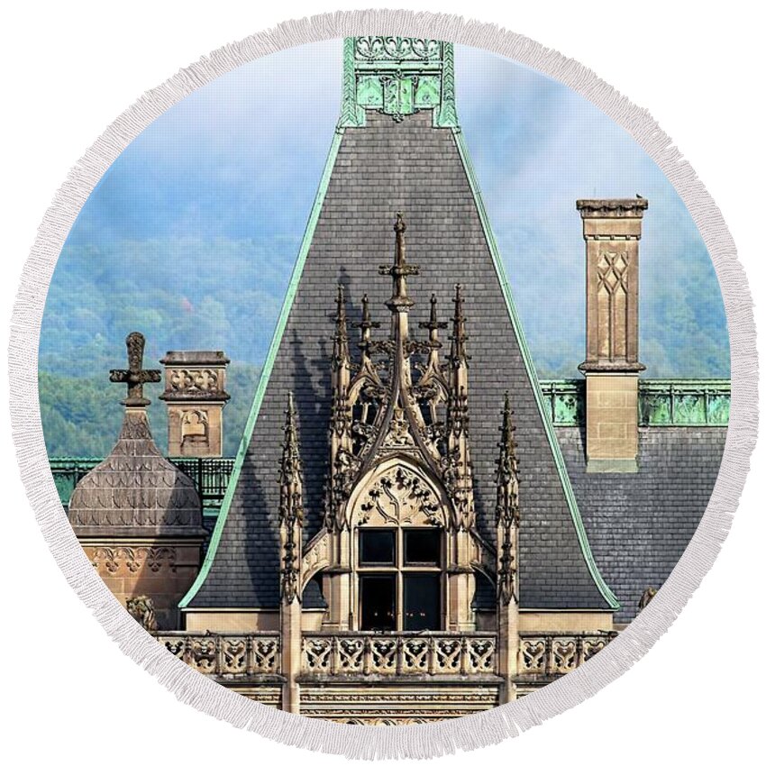 Biltmore Estate Round Beach Towel featuring the photograph Biltmore Architectural Detail by Carol Montoya