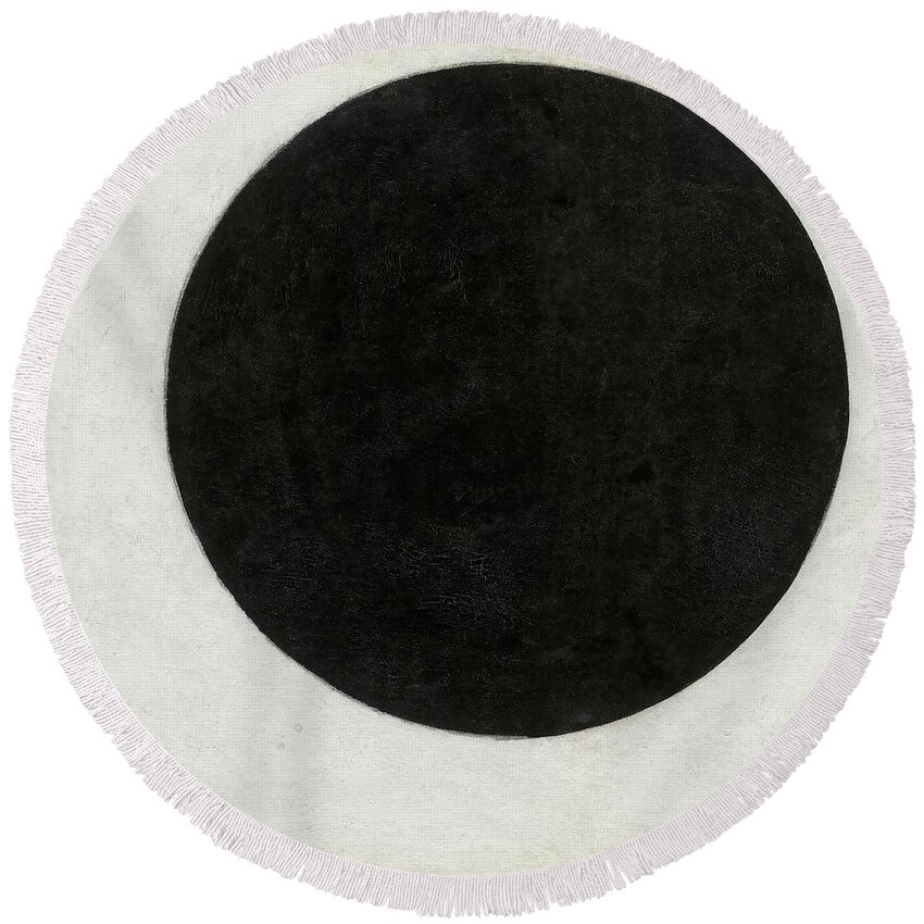 Kazimir Malevich Round Beach Towel featuring the painting Black Circle, 1915 by Kazimir Malevich