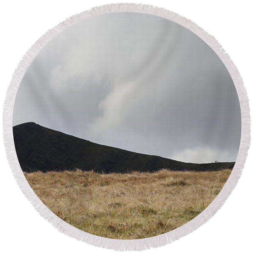 Mountain Round Beach Towel featuring the photograph Black Clouds and Black Mountains by Lukasz Ryszka