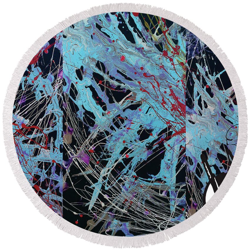  Round Beach Towel featuring the digital art Black Wave by Jimmy Williams