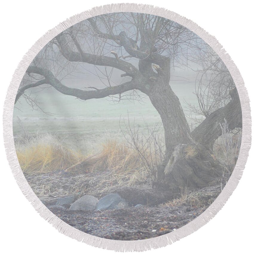 Contemporary Round Beach Towel featuring the photograph Blanket of Fog by Randi Grace Nilsberg