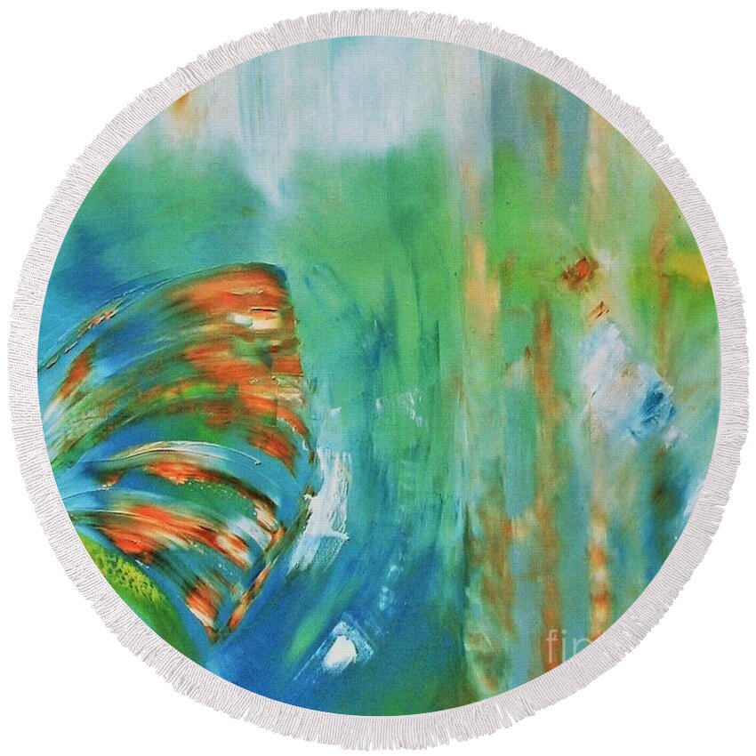 Butterfly Round Beach Towel featuring the painting Blinding Light by Tracey Lee Cassin