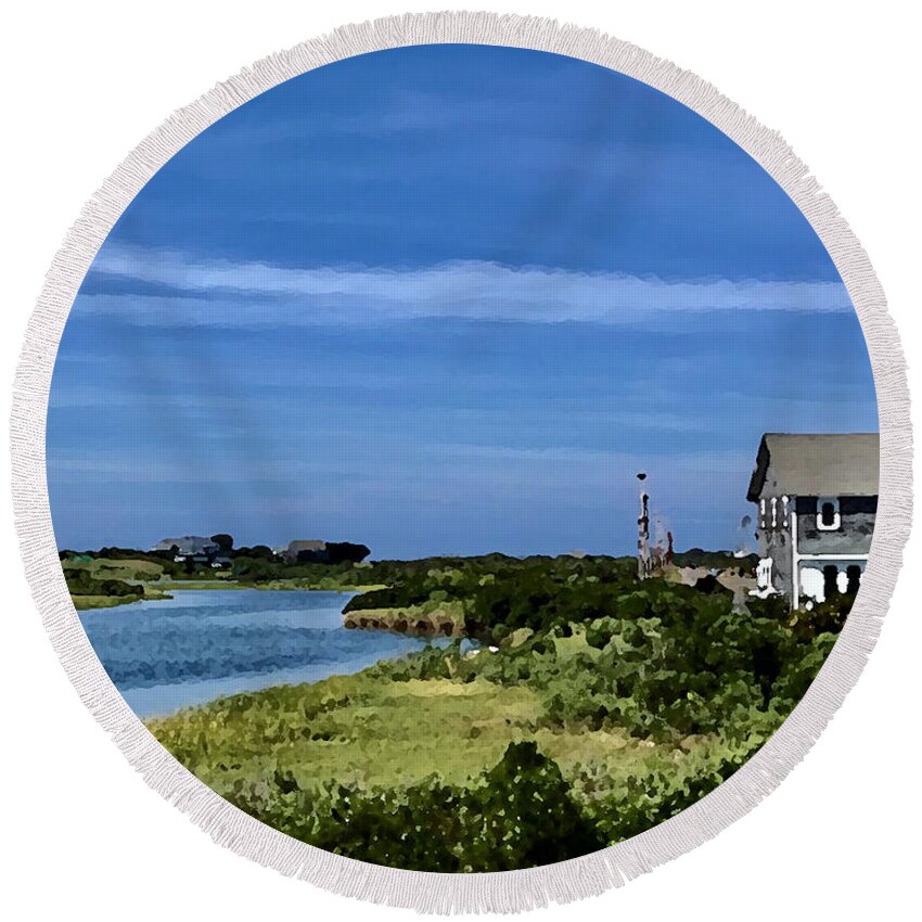Pond Round Beach Towel featuring the photograph Block Island Serenity by Tom Johnson