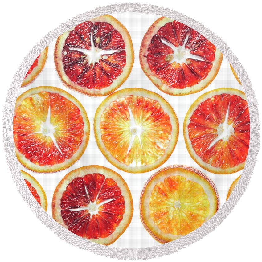 Fresh Round Beach Towel featuring the photograph Blood Oranges #5 by Cuisine at Home