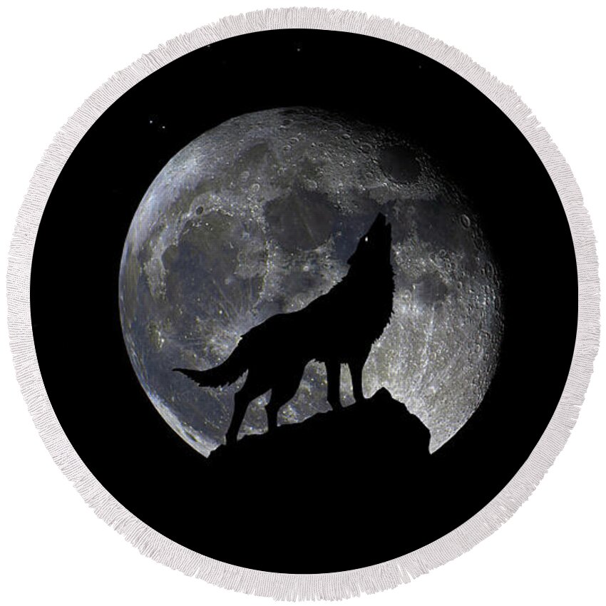 Bloodred Wolf Moon Round Beach Towel featuring the photograph Pre Blood Red Wolf Supermoon Eclipse 873p by Ricardos Creations