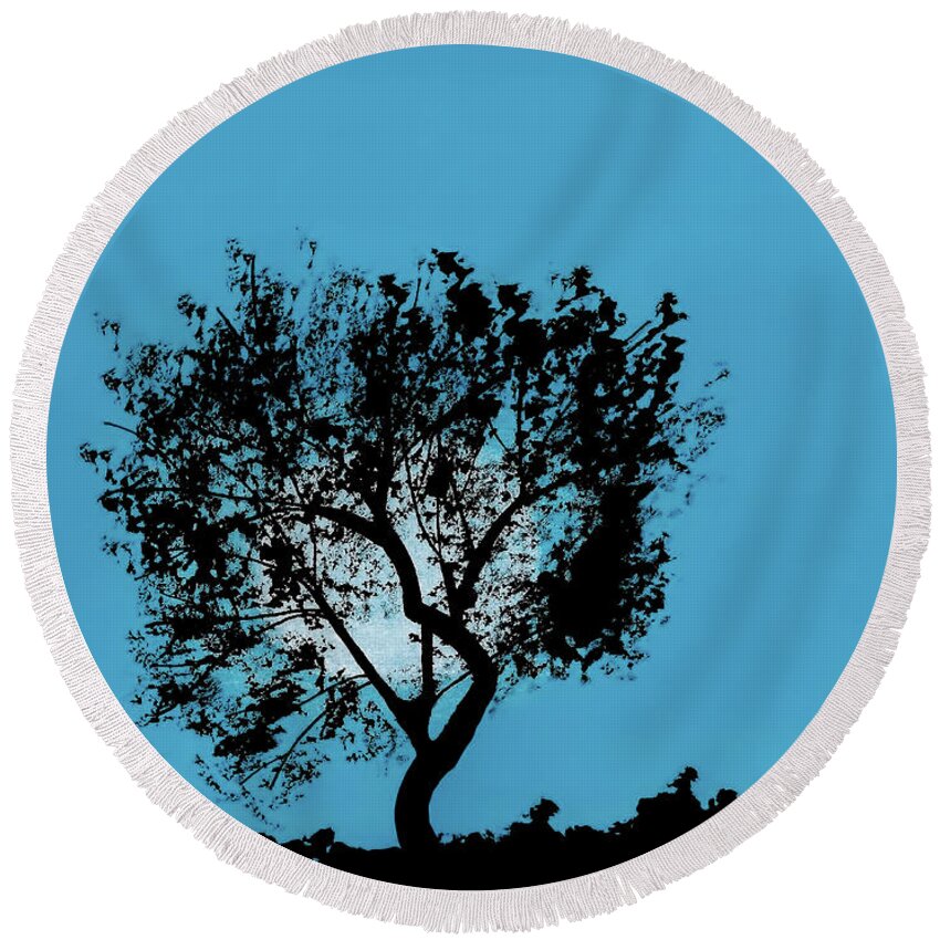 Moon Round Beach Towel featuring the drawing Blue Sky Moon by D Hackett