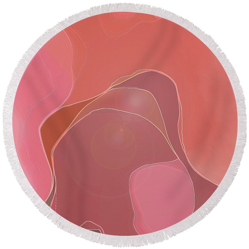 Abstract Round Beach Towel featuring the digital art Blush by Gina Harrison