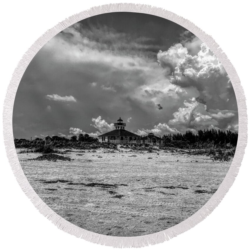 Lighthouse Round Beach Towel featuring the photograph Boca Grande Lighthouse by Robert Stanhope