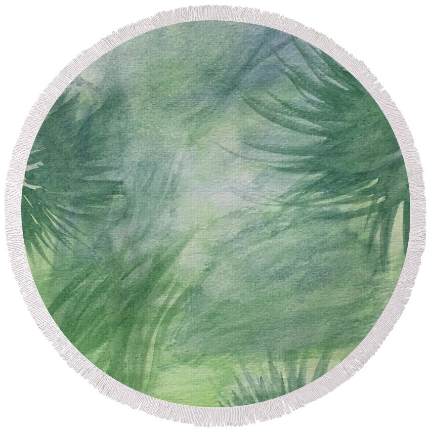 Beach Collection Breeze 1 By Annette M Stevenson Round Beach Towel featuring the painting Beach Collection Breeze 1 by Annette M Stevenson