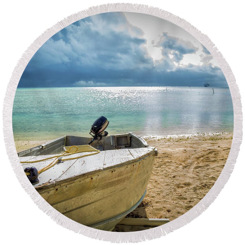 Cook Islands Round Beach Towel featuring the photograph Brewing by Becqi Sherman