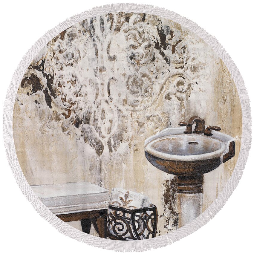 Bath Round Beach Towel featuring the painting Bronze Bath II by Tiffany Hakimipour