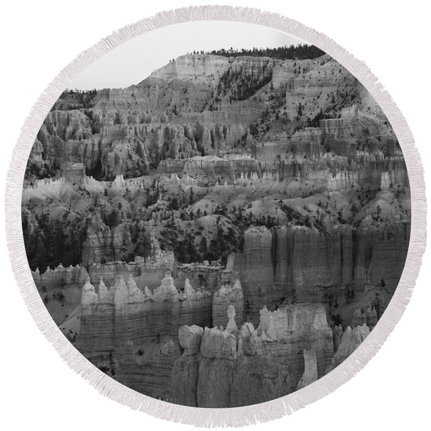 Black And White Round Beach Towel featuring the photograph Bryce in Black and White by Jonathan Thompson