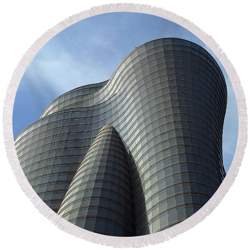 Architecture Round Beach Towel featuring the photograph Building Art by Thomas Schroeder