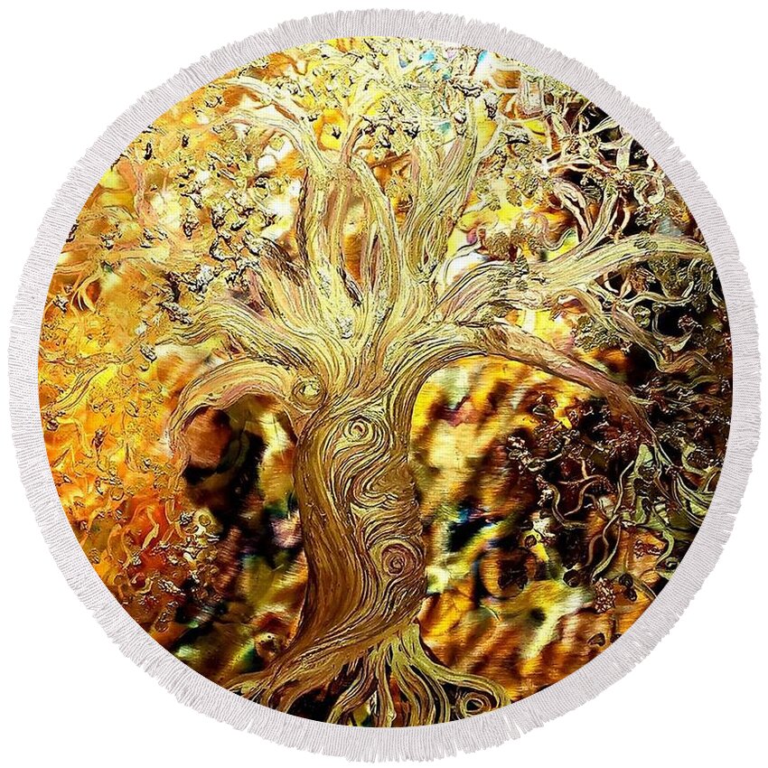 Burning Bush Round Beach Towel featuring the painting Burning Bush by Stefan Duncan