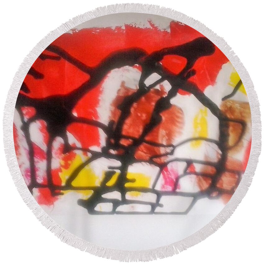  Round Beach Towel featuring the painting Caos 22 by Giuseppe Monti