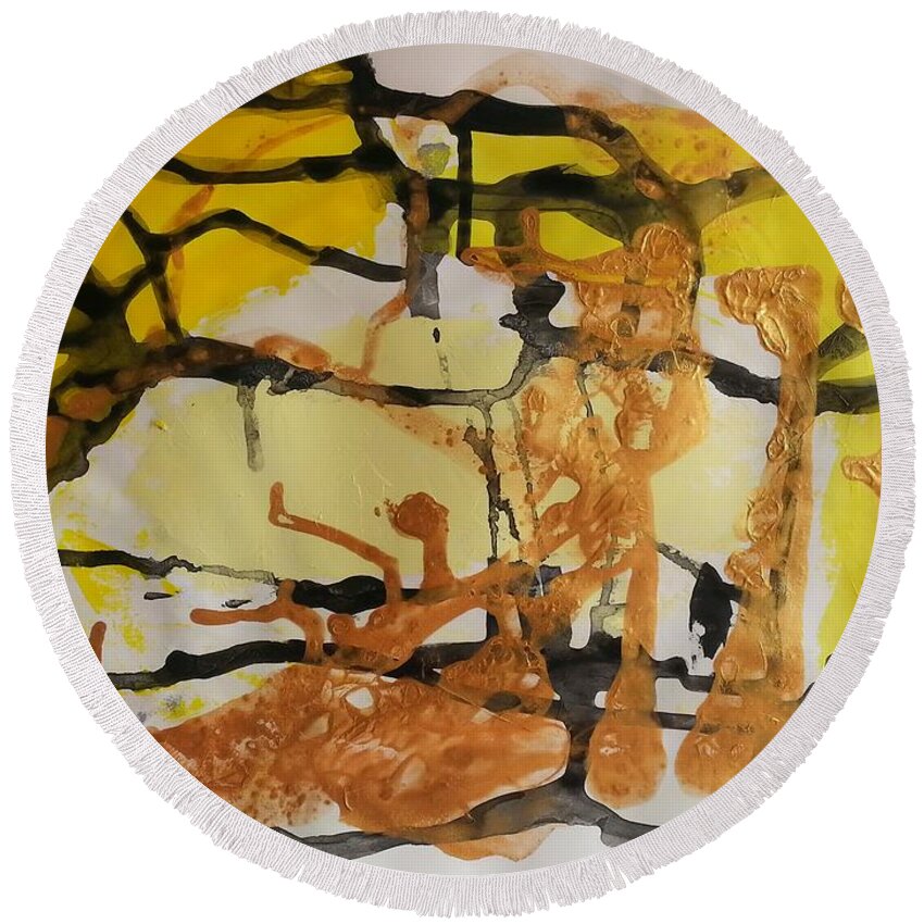  Round Beach Towel featuring the painting Caos 27 by Giuseppe Monti