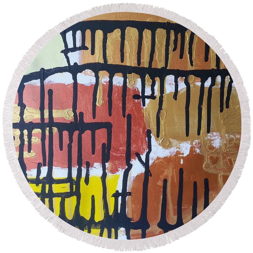  Round Beach Towel featuring the painting Caos 35 by Giuseppe Monti