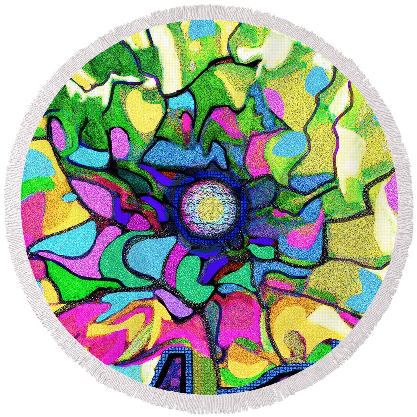 Carnation Round Beach Towel featuring the digital art Carnation Festival by Rod Whyte