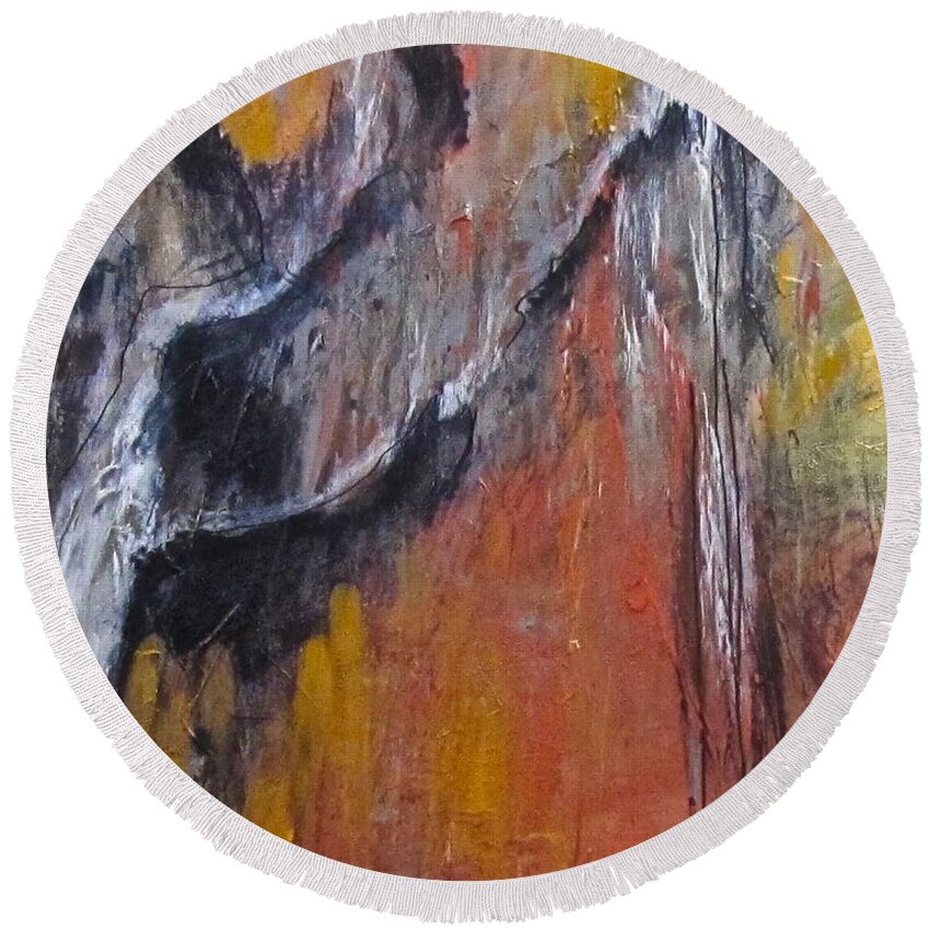 Metallic Round Beach Towel featuring the painting Cascades by Barbara O'Toole