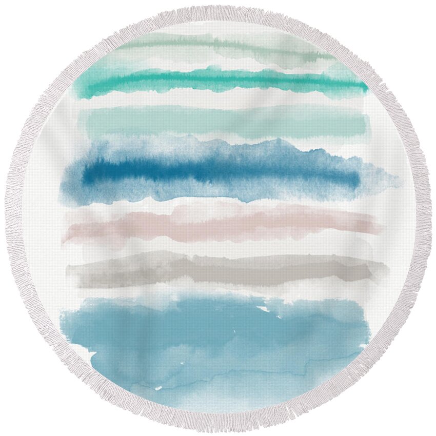 Watercolor Round Beach Towel featuring the painting Catalina 2- Art by Linda Woods by Linda Woods