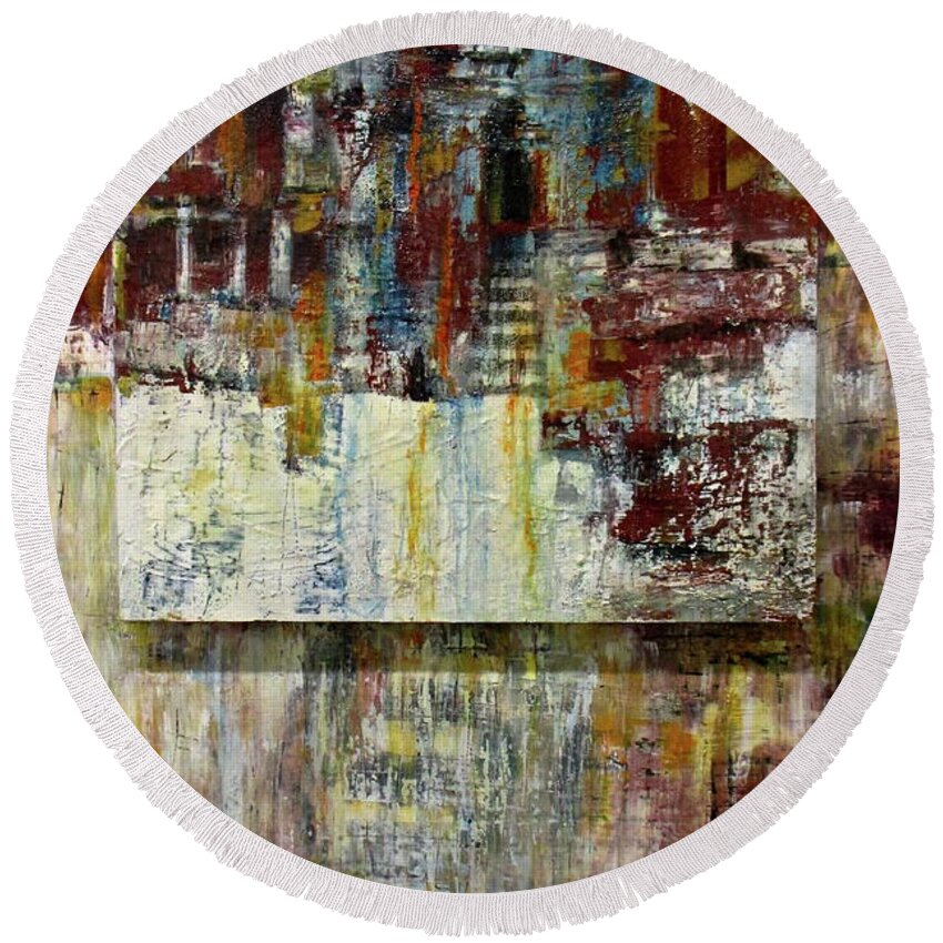Cathedral Round Beach Towel featuring the painting Cathedral by Janice Nabors Raiteri