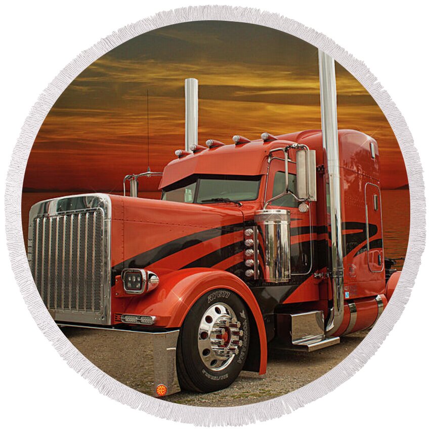 Big Rigs Round Beach Towel featuring the photograph Catr9507-19 by Randy Harris