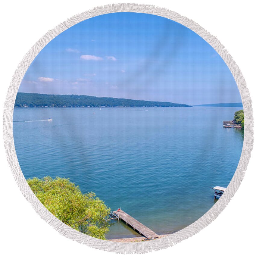 Finger Lakes Round Beach Towel featuring the photograph Cayuga Lake by Anthony Giammarino
