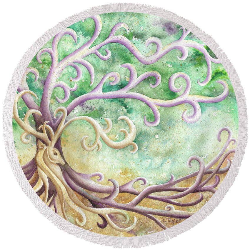 Celtic Round Beach Towel featuring the painting Celtic Culture by Lori Taylor