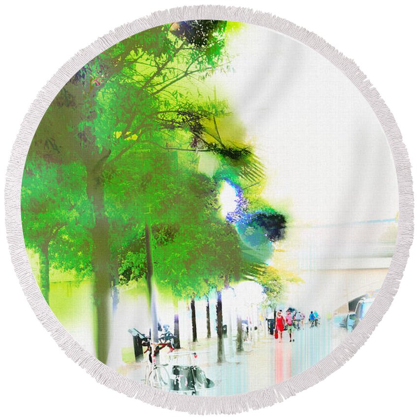 Chattanooga Round Beach Towel featuring the photograph Chattanooga Sidewalk by Frank Bright