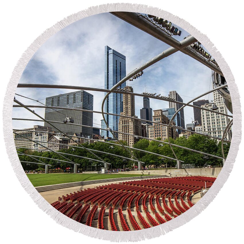 Chicago Round Beach Towel featuring the photograph Chicago and Pritzker by Mike Burgquist