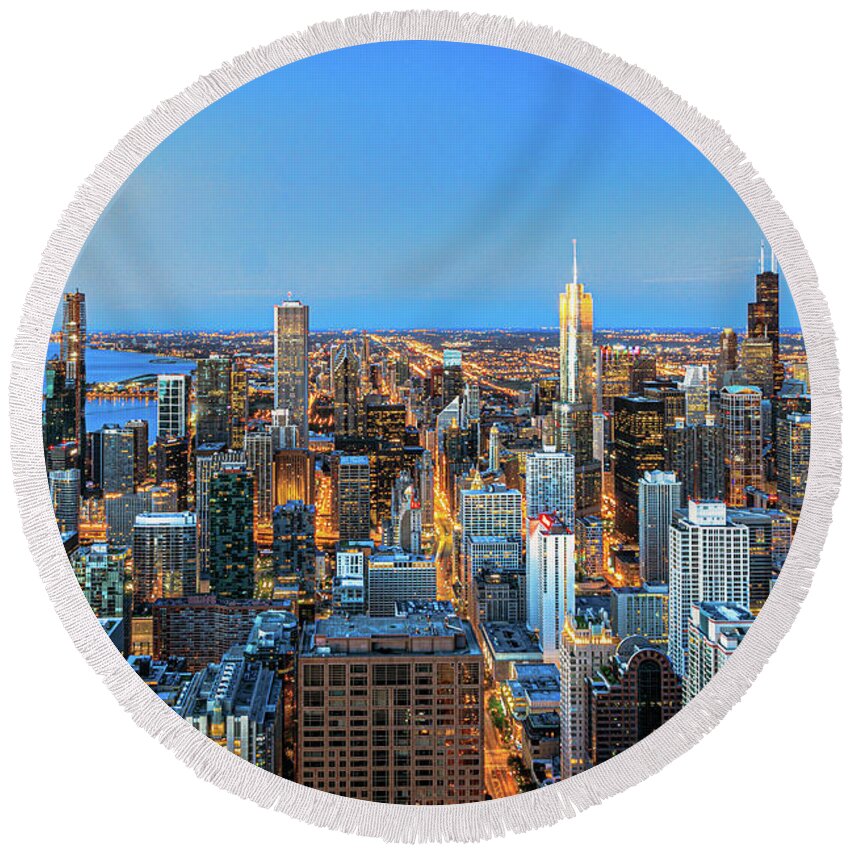Chicago Round Beach Towel featuring the photograph Chicago Summer Solstice by Lev Kaytsner